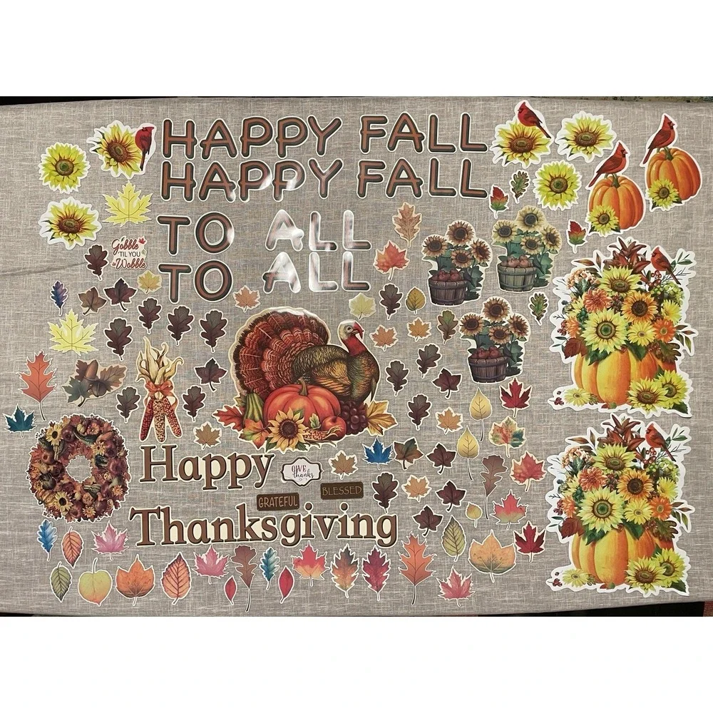Vtg Die Cut Large Fall Autumn Thanksgiving Magnets Glossy Flexible Turkey Garage